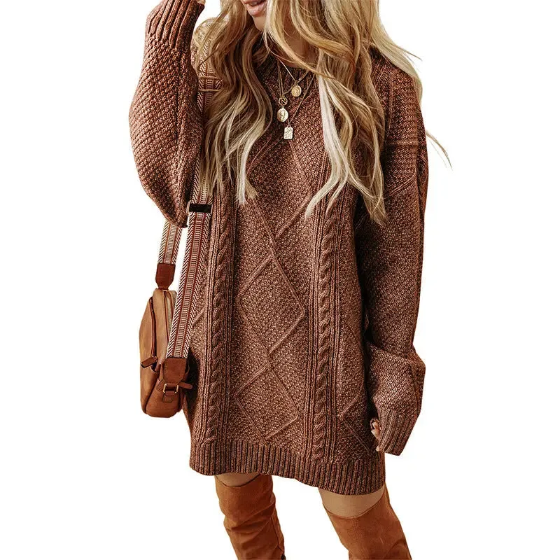 Trendy winter loose sweater outfit  New Loose And Lazy Style Dress Sweater