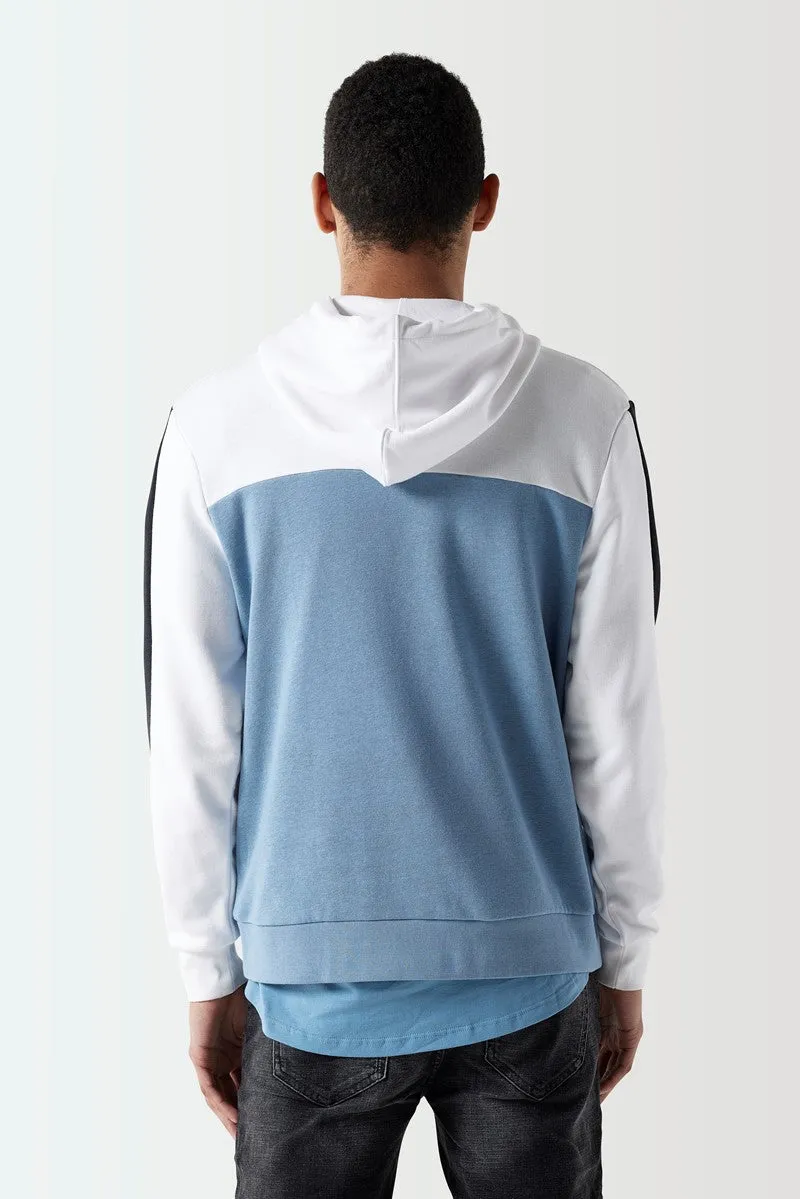 Triple Panel Hoodie - Shadow Blue / White / Black