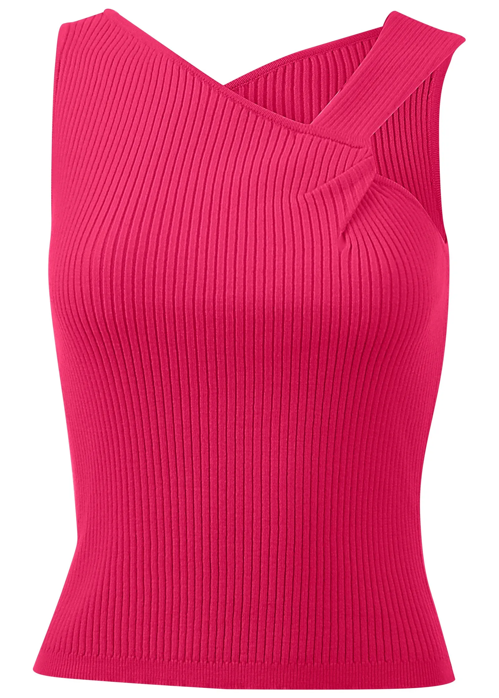 Twist Detail Sweater Tank - Dark Pink