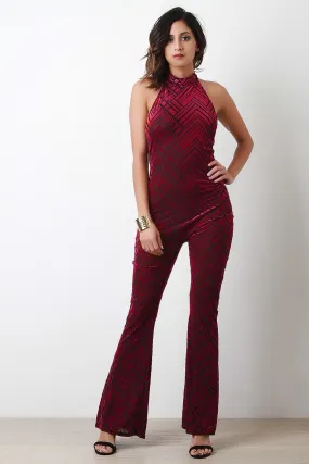 Velvet Geo Burn Out Sleeveless Jumpsuit