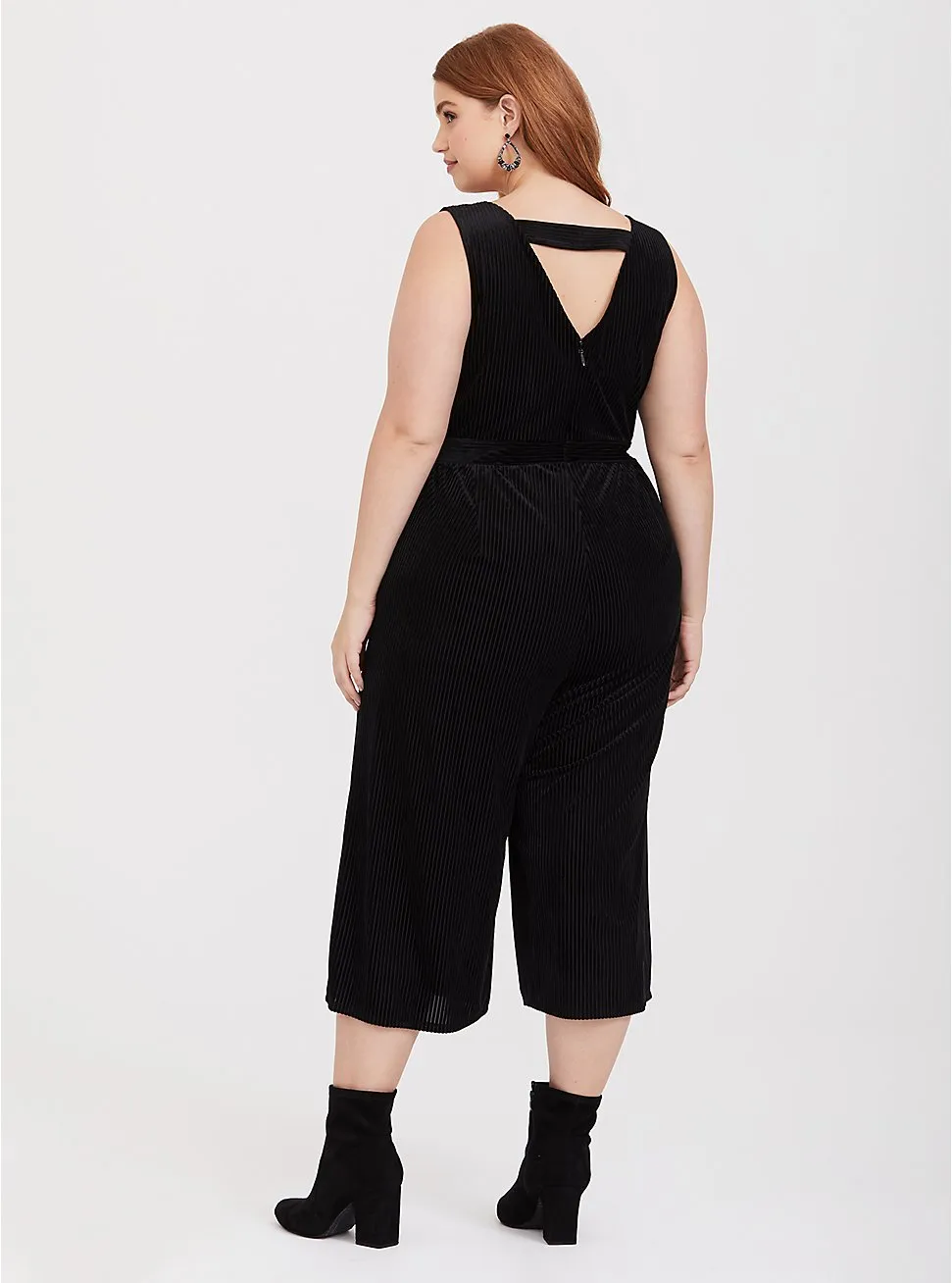 velvet pinstripe sleeveless jumpsuit - 5X/6X