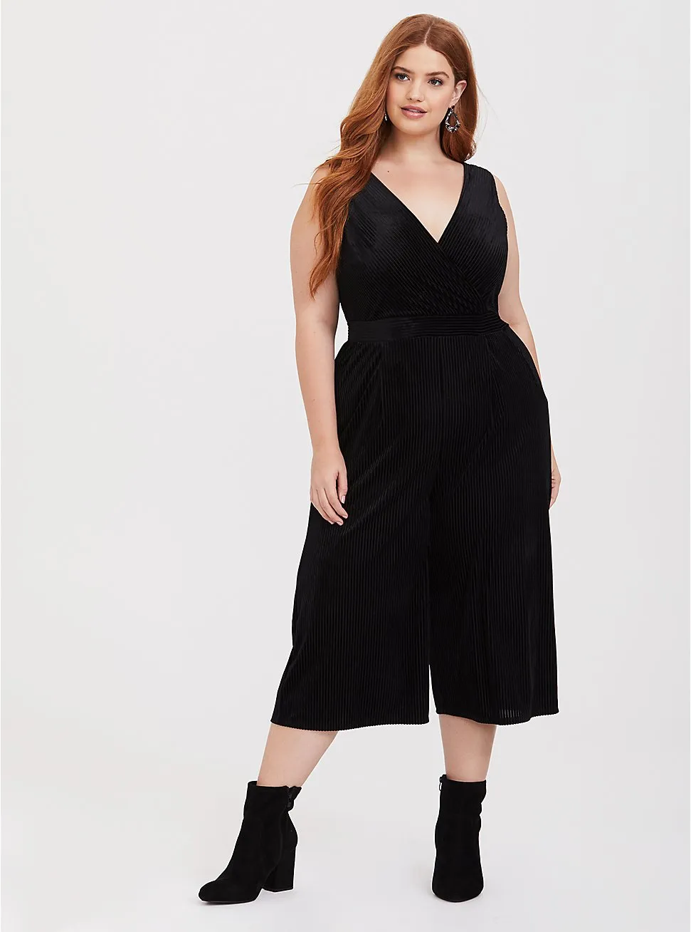 velvet pinstripe sleeveless jumpsuit - 5X/6X