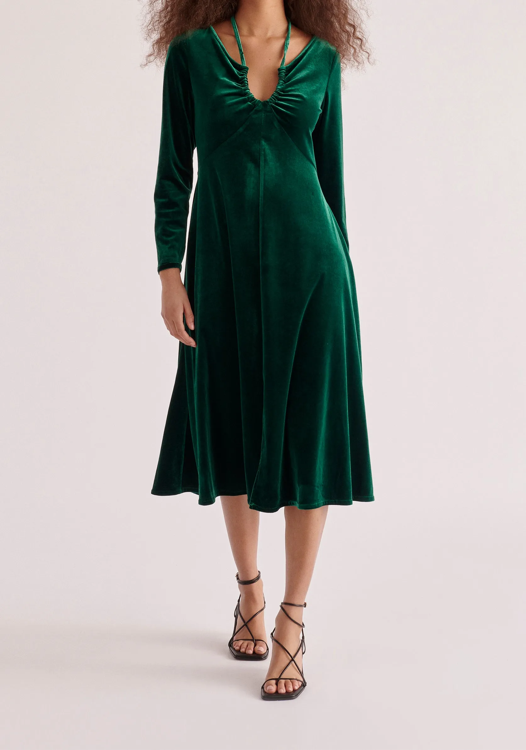 Velvet Tie-Neck Dress