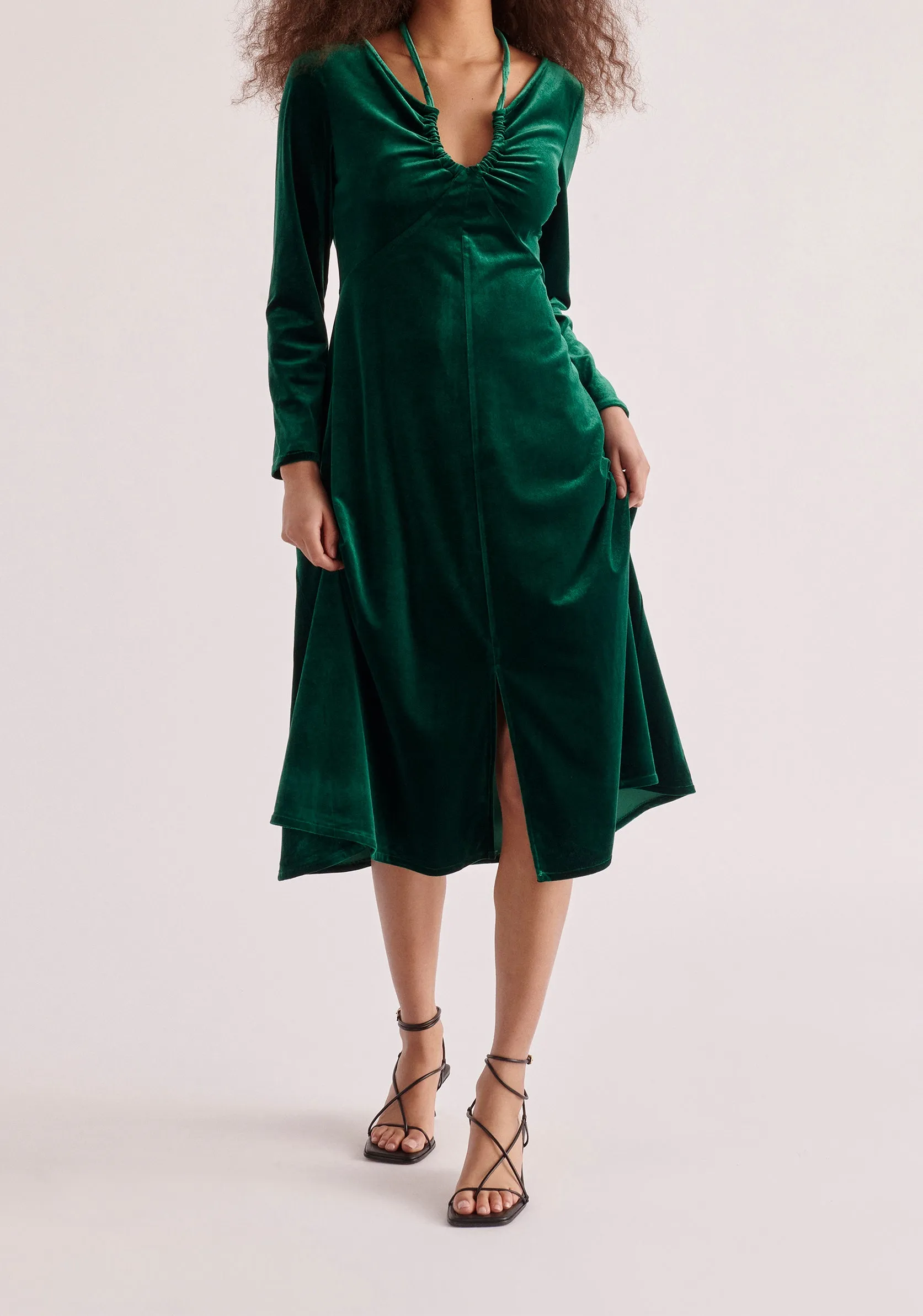 Velvet Tie-Neck Dress