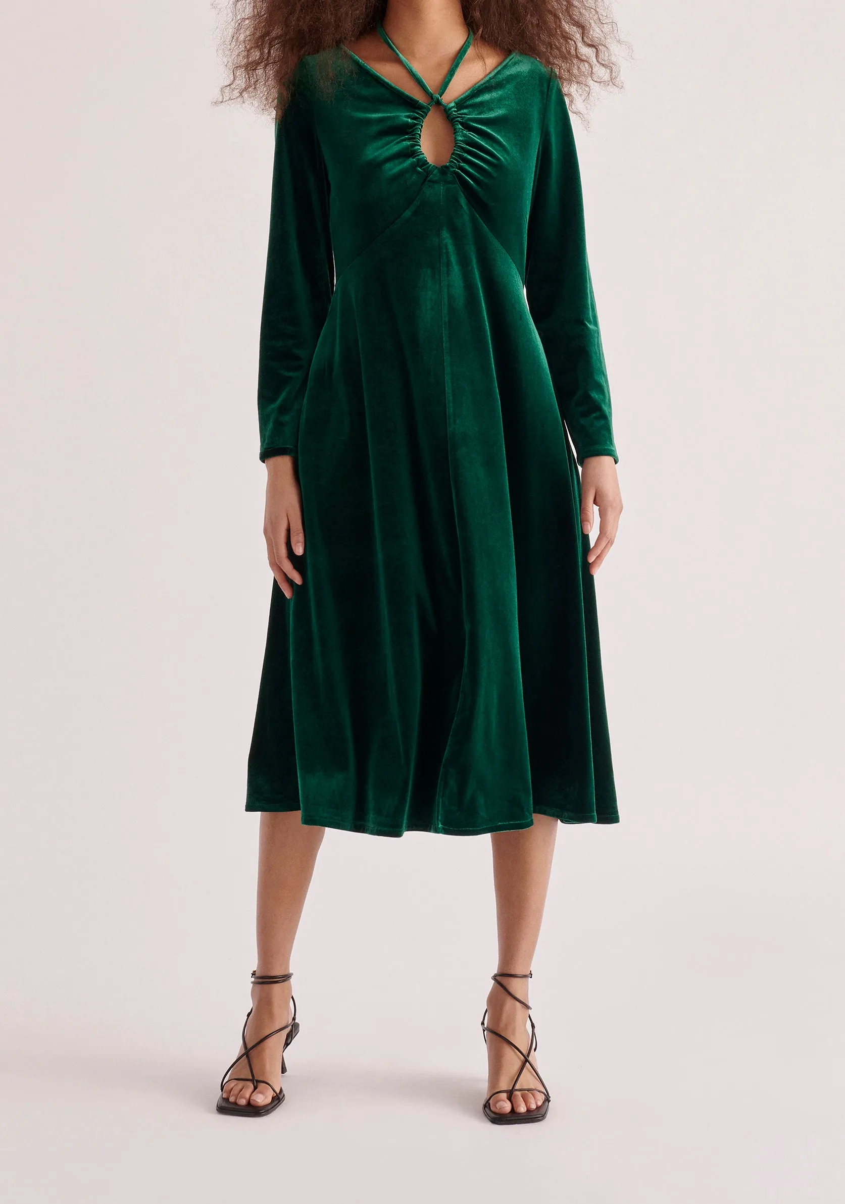 Velvet Tie-Neck Dress