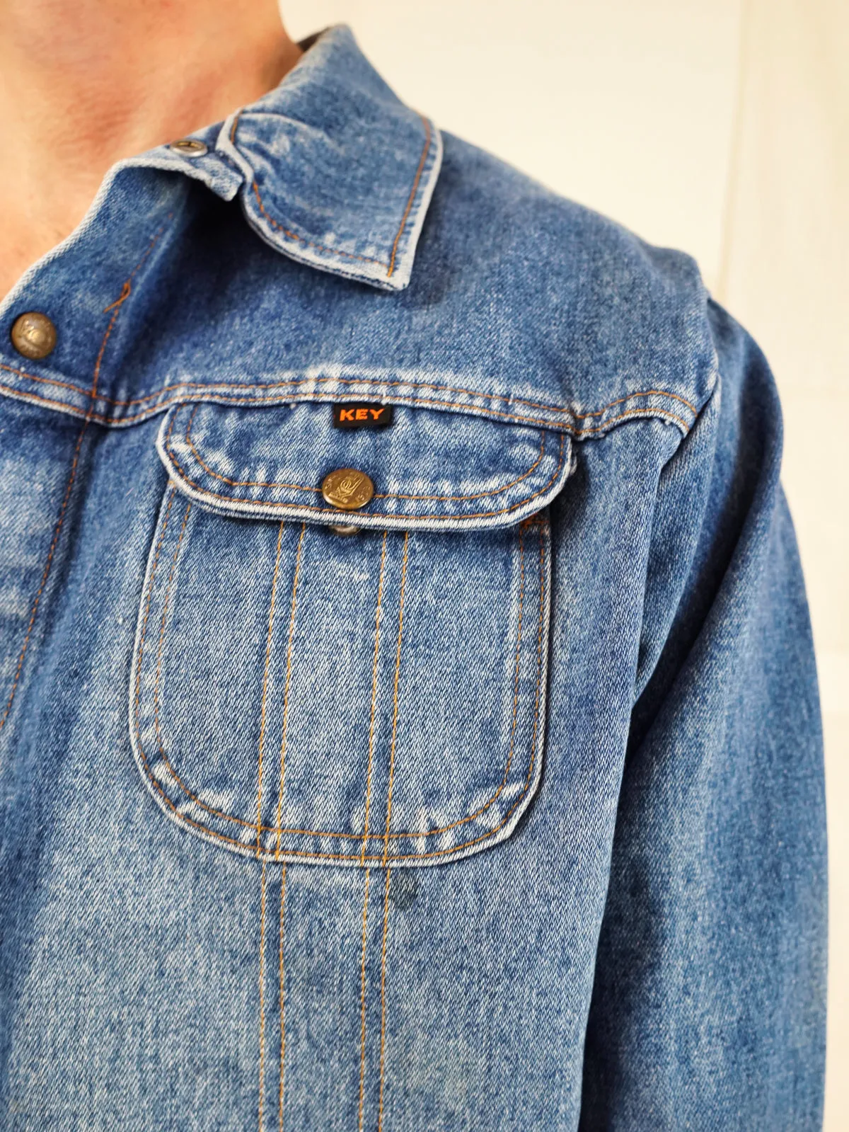 Vintage Boxy Denim Snap Button Jacket