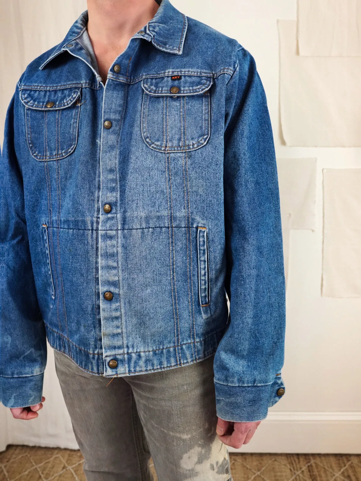 Vintage Boxy Denim Snap Button Jacket