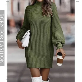 Vintage Winter Knit Dress: Cozy Chic Sweater for Women - Stylish & Warm