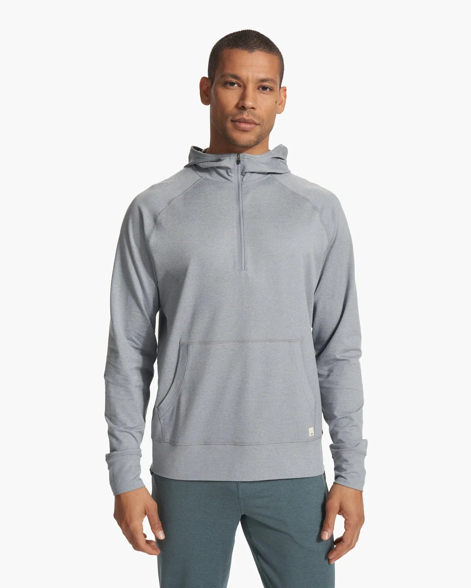 Vuori Steel Grey Heather 1/2 Zip Ponto Performance Hoodie