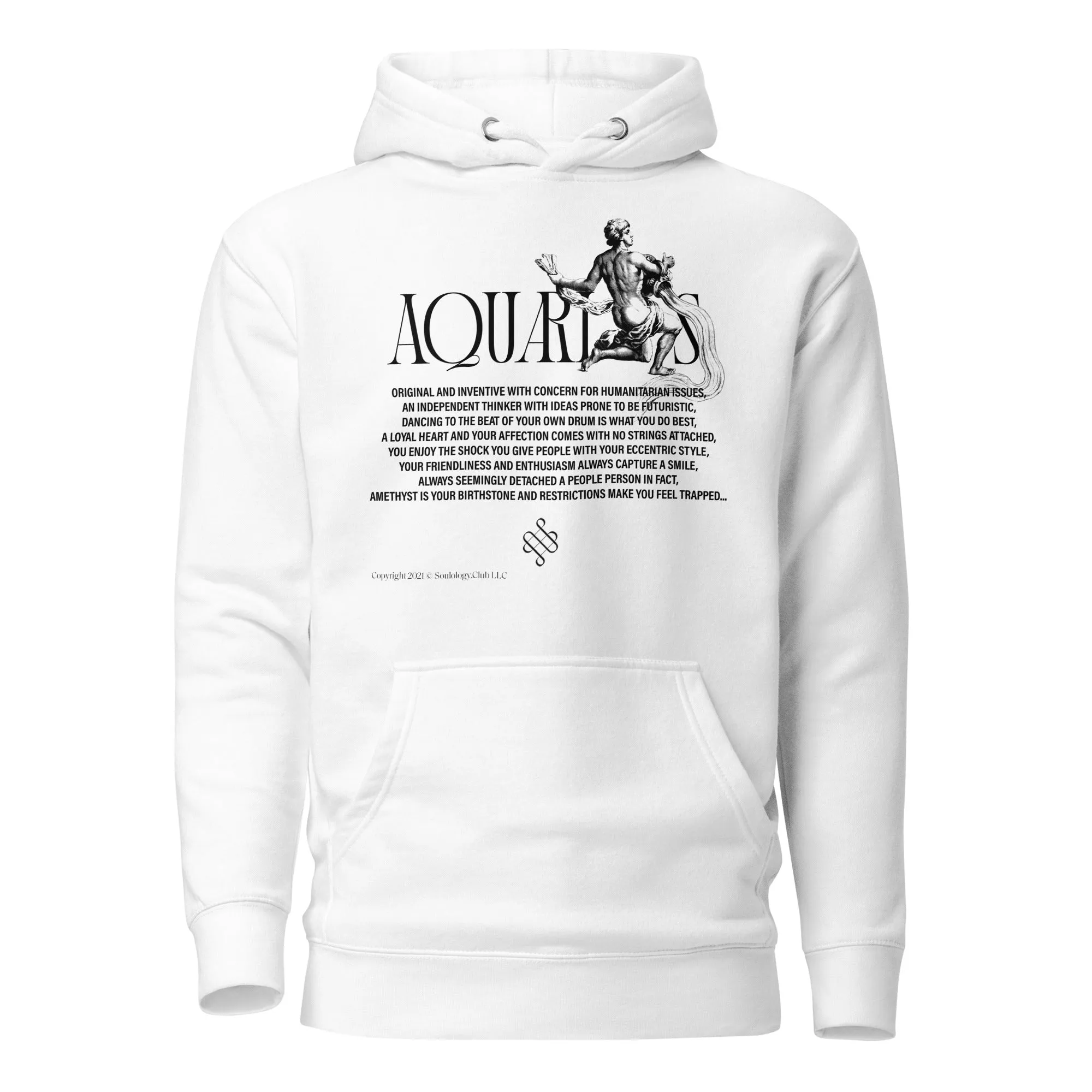 White Aquarius Unisex Zodiac Poetry Hoodie