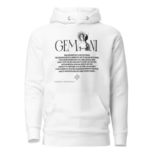 White Gemini Unisex Zodiac Poetry Hoodie