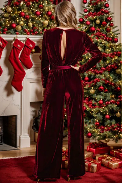 Wide Leg Velvet Jumpsuit