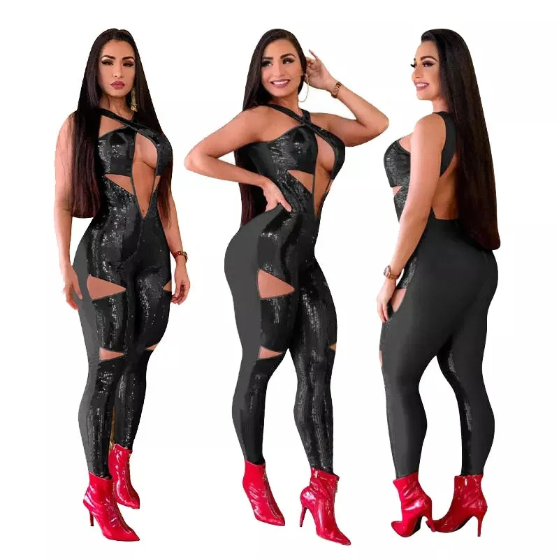 Women jumpsuit hollow cut