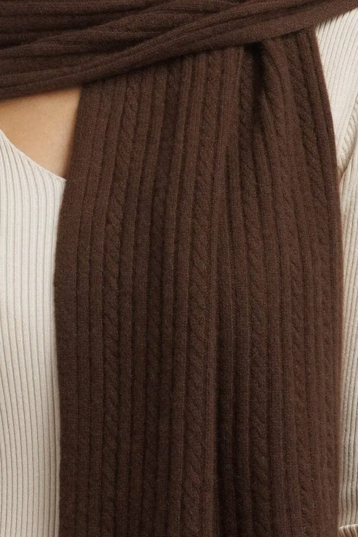 Women's 100% Cashmere Cable Knit Scarf with Gift Box