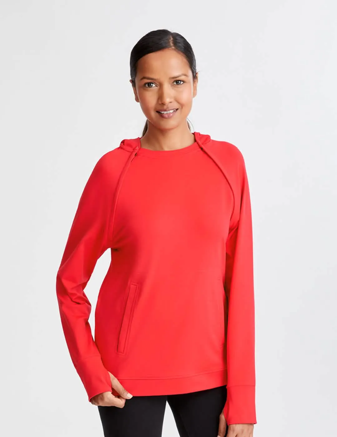 Womens Chest Port Access Hoodie by Oscar de la Renta - Red