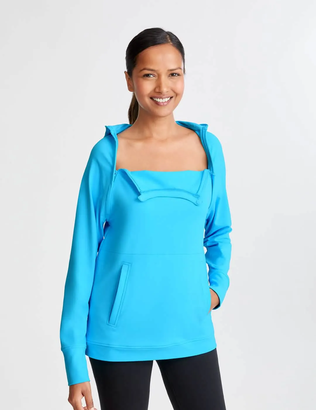 Womens Chest Port Access Hoodie by Oscar de la Renta - Turquoise