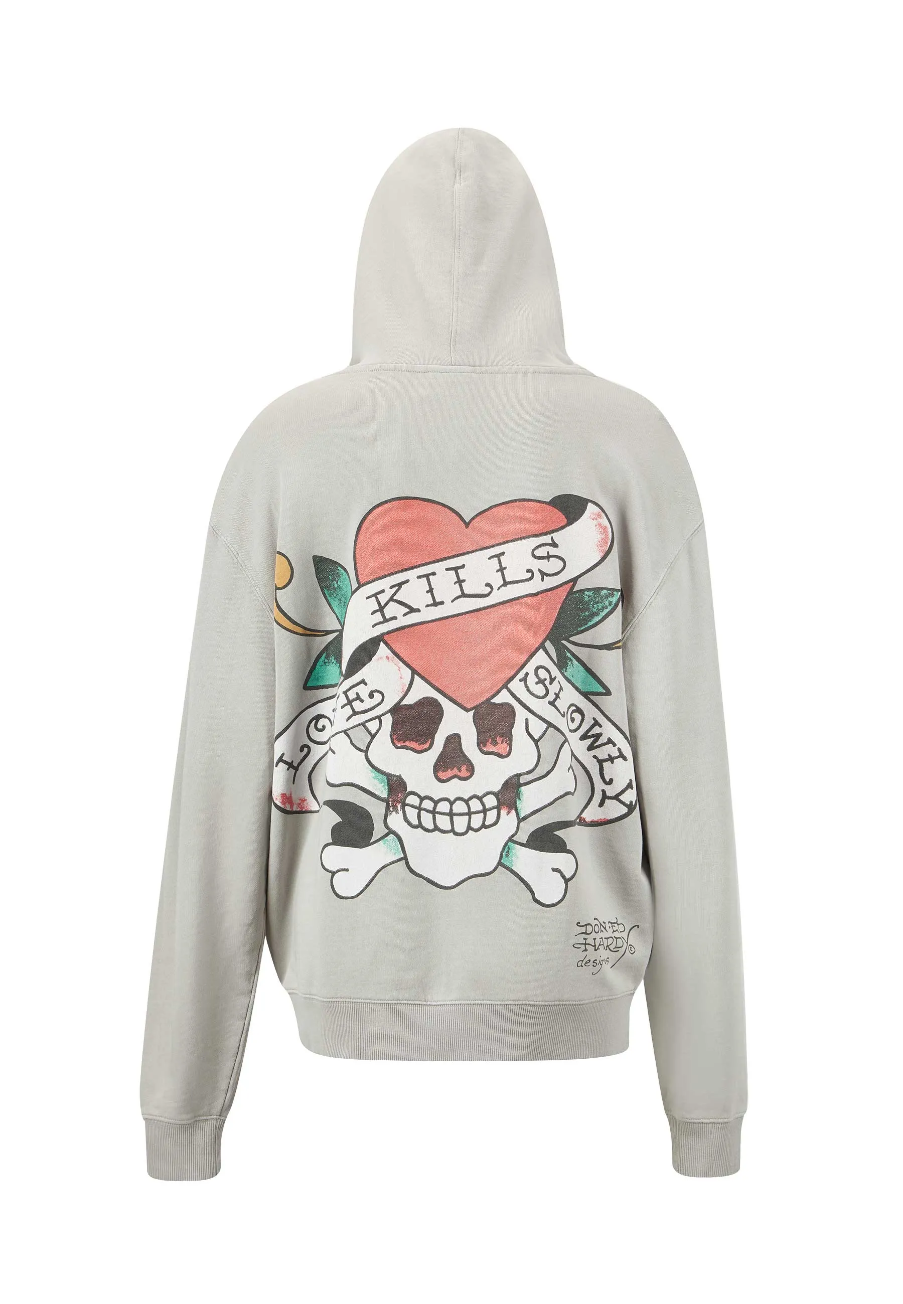 Womens Love Kills Slowly Zip Through Hoodie - Grey