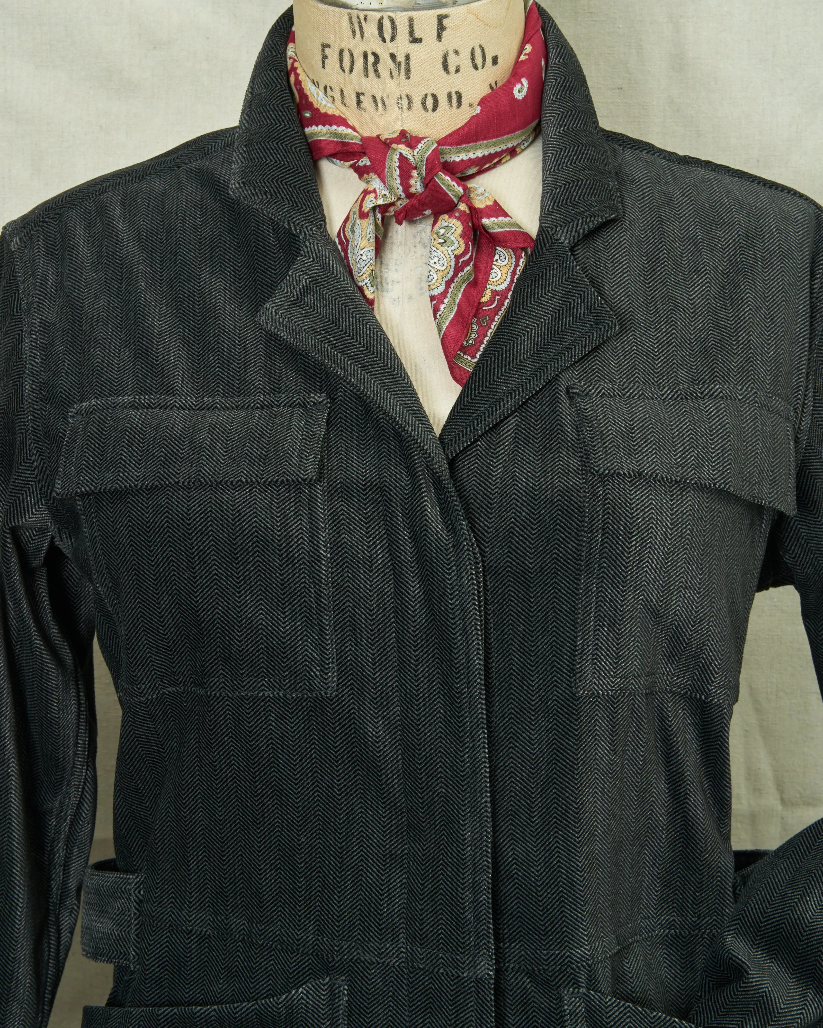 Women's Velvet Coveralls in Charcoal Herringbone